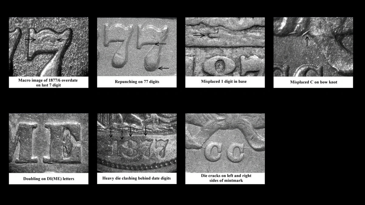 1877 Dime Errors — error coin photographs