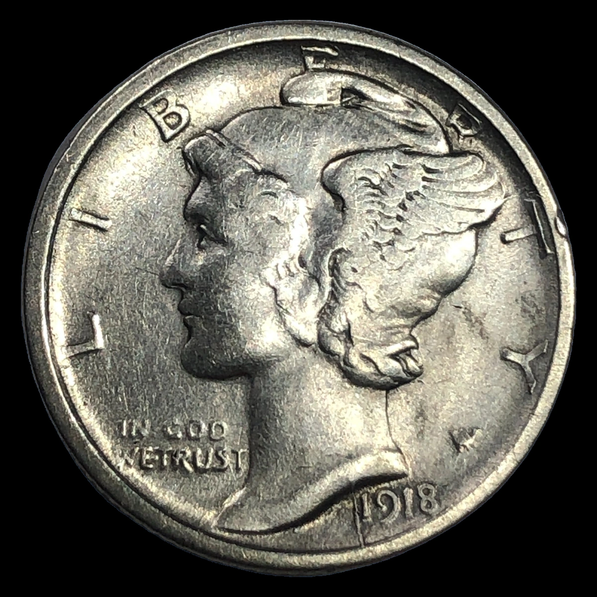 1918 Mercury Dime: Die Crack / Die Chip