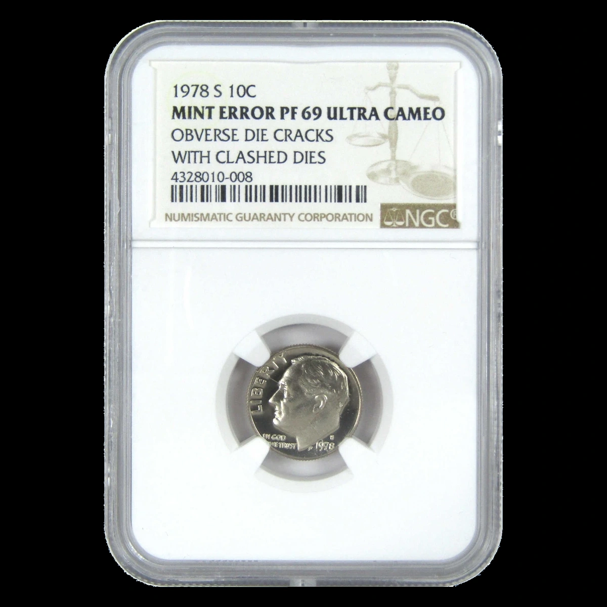 1978 Roosevelt Dime: Die Crack / Die Chip