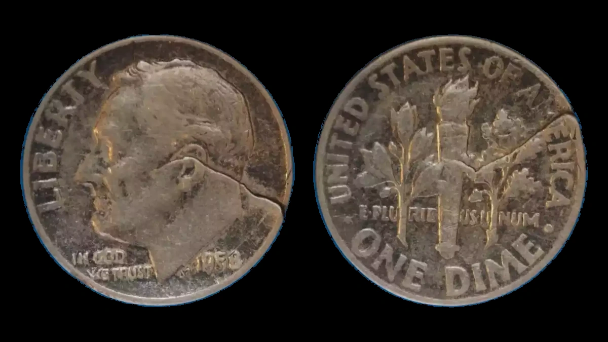 1958 Roosevelt Dime: Defective Planchet