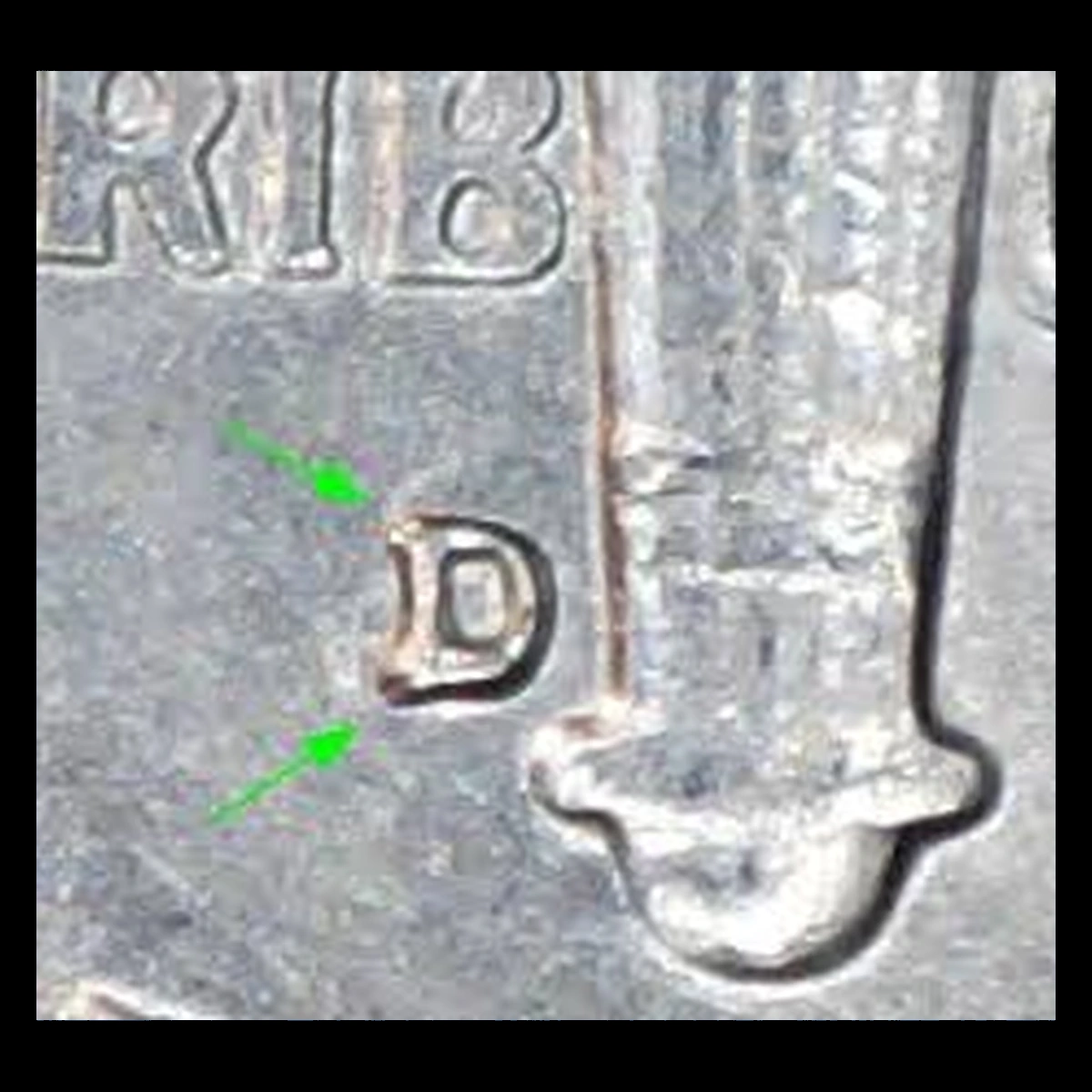 1958 Roosevelt Dime: Repunched Mintmark