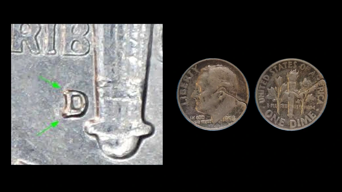 1958 Dime Errors — error coin photographs