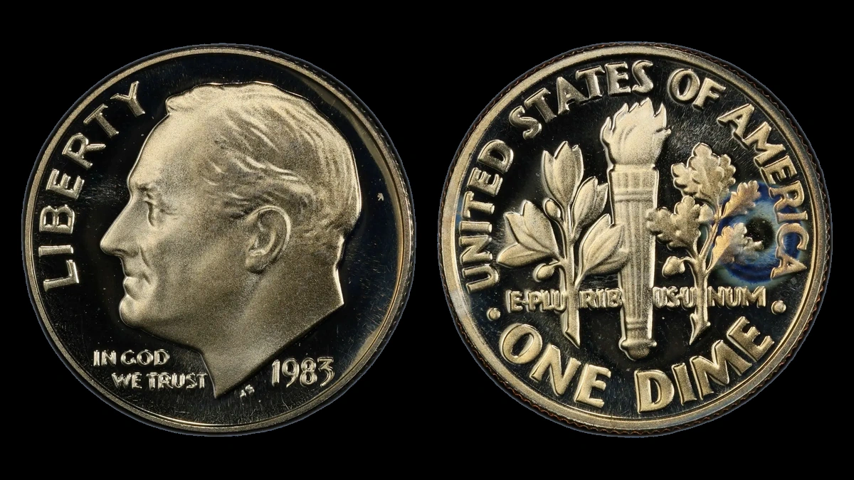 1983 Roosevelt Dime: No S Proof