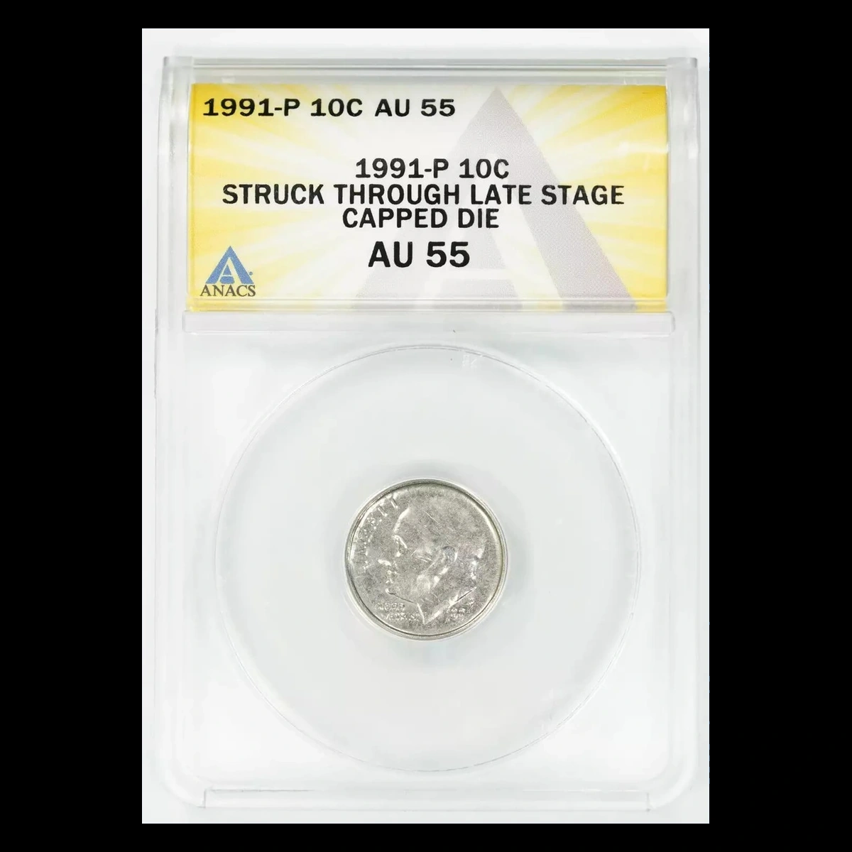 1991 Roosevelt Dime: Struck Through