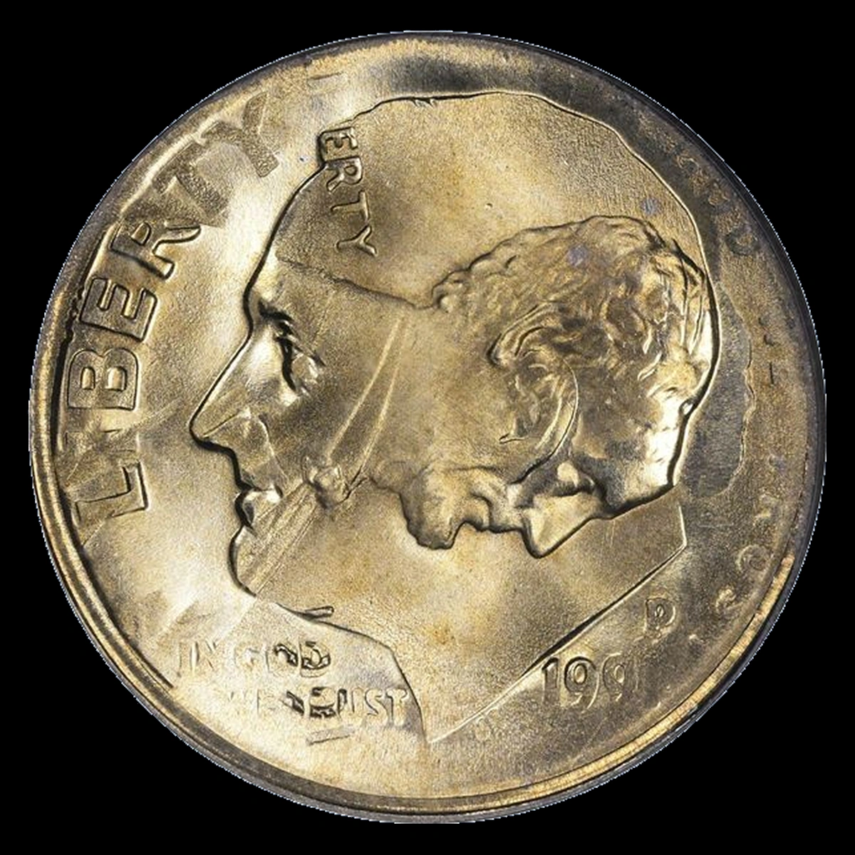 1991 Lincoln Penny: Cent Struck over a Dime