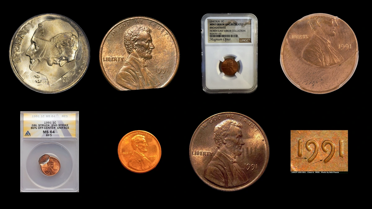 1991 Penny Errors — error coin photographs