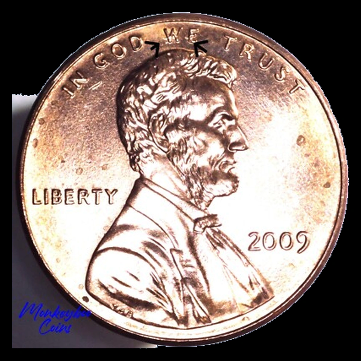 2009 Lincoln Cent (Modern): Die Gouge