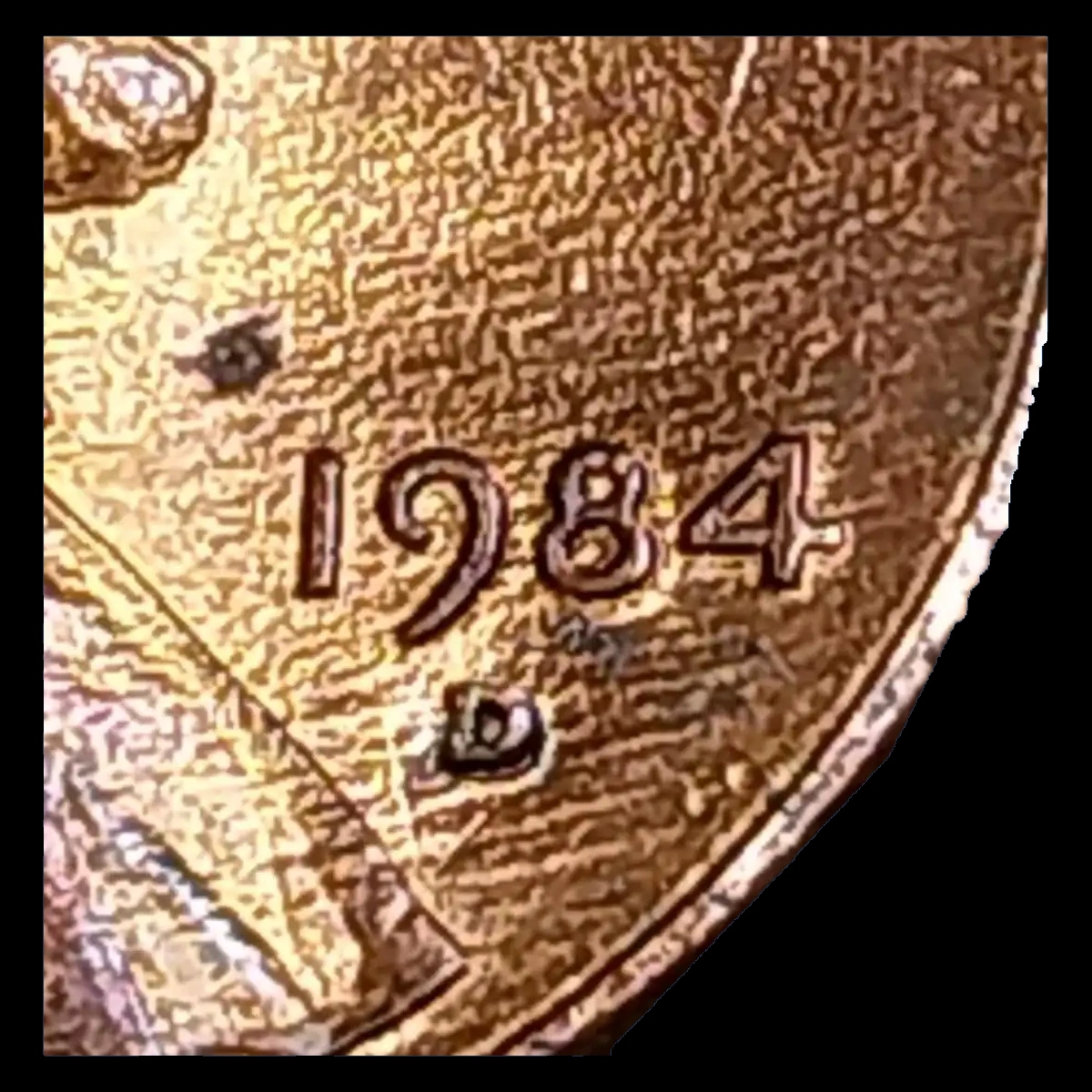 1984 Lincoln Penny: Repunched Mintmark