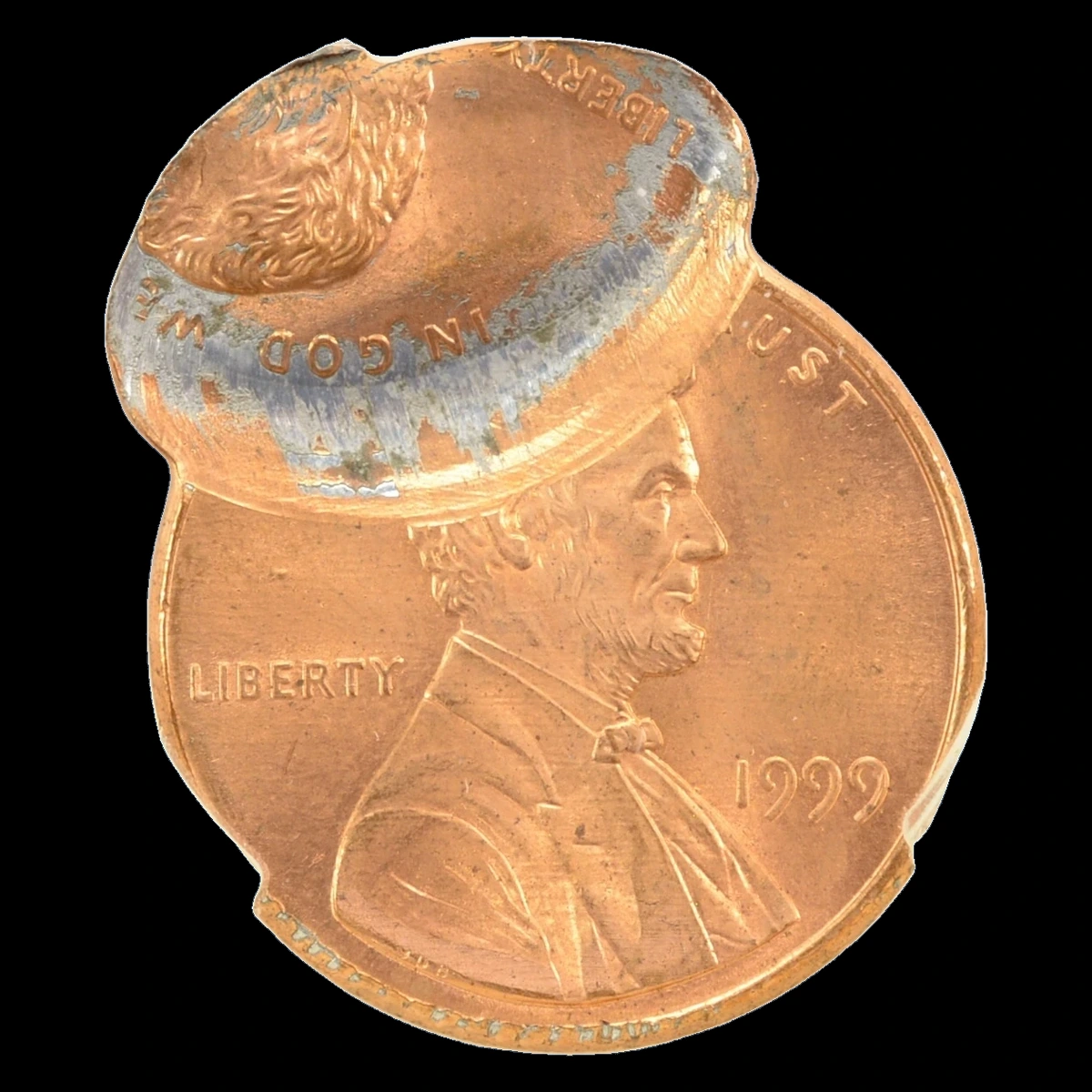1999 Lincoln Cent (Modern): double strike with an off-center second impression