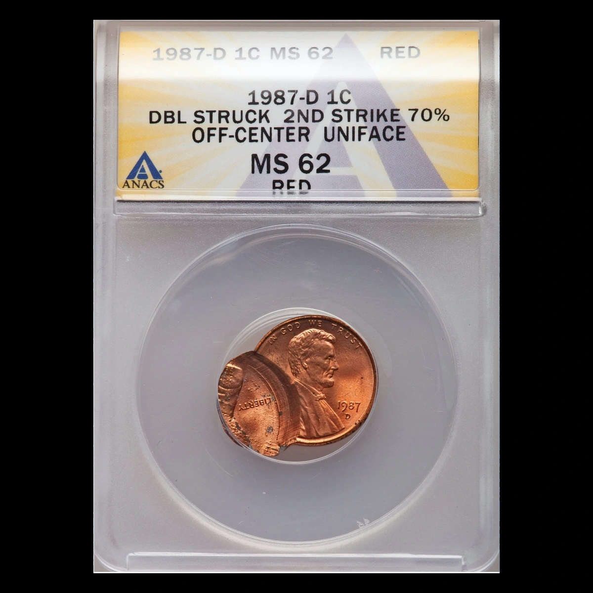 1987 Lincoln Penny: Double Strike with Displaced Impression