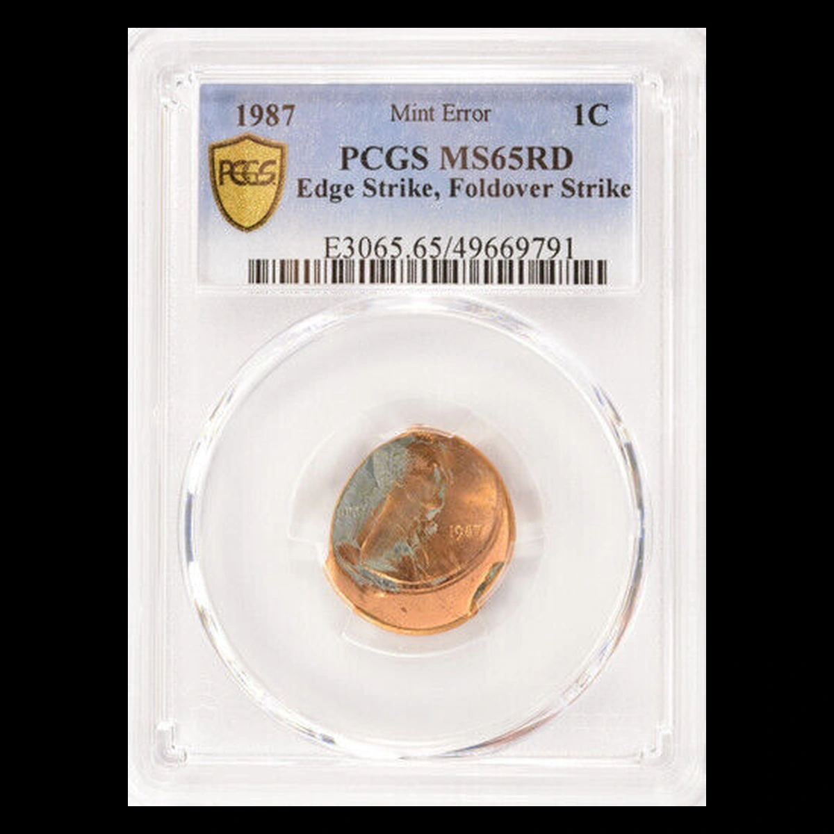1987 Lincoln Cent (Modern): Fold Over
