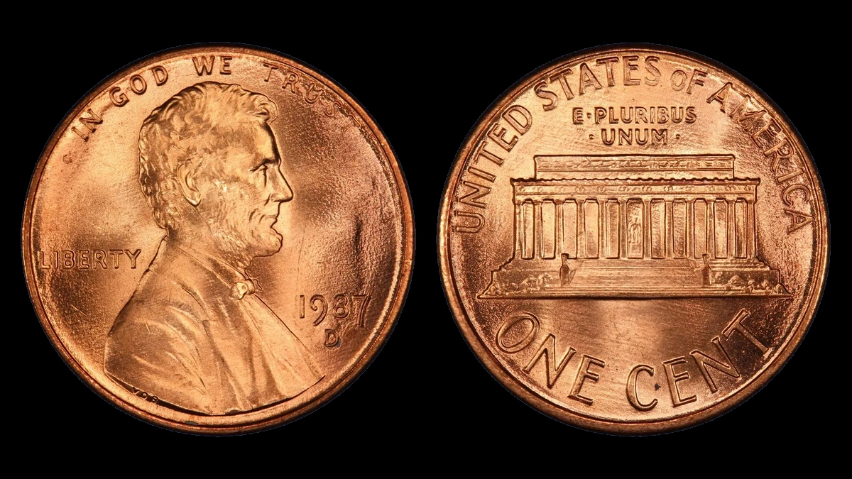 1987 Lincoln Penny: Repunched D Mintmark