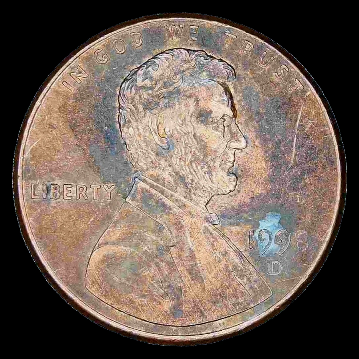 1998 Lincoln Cent (Modern): Struck Through