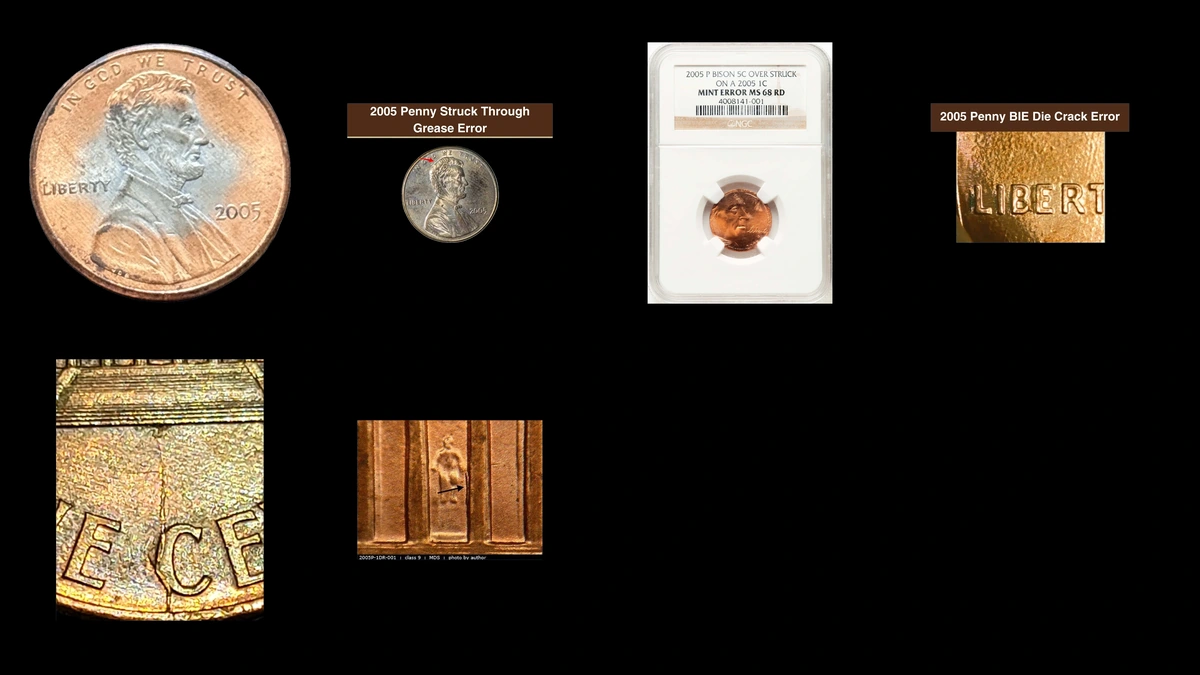2005 Penny Errors — error coin photographs
