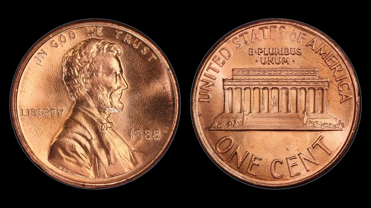 1988 Lincoln Penny: Reverse of 1989 / Flared G