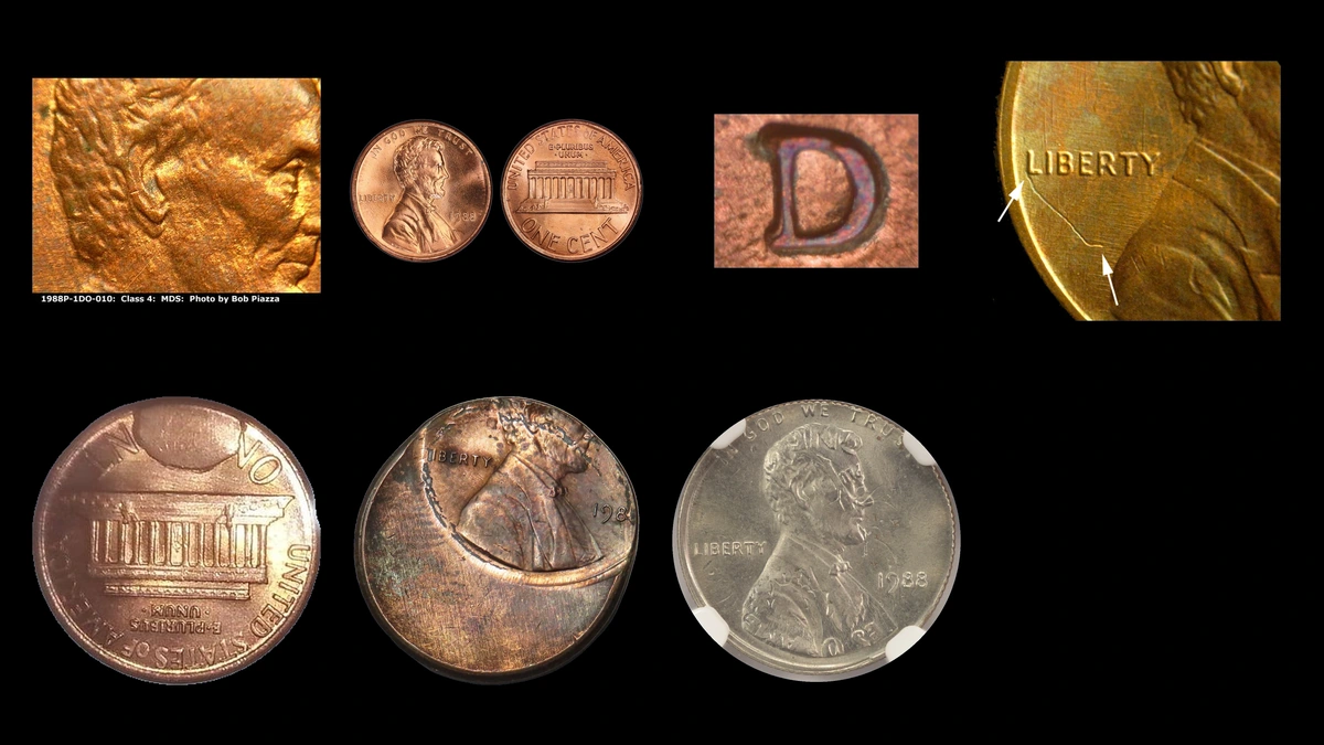 1988 Penny Errors — error coin photographs