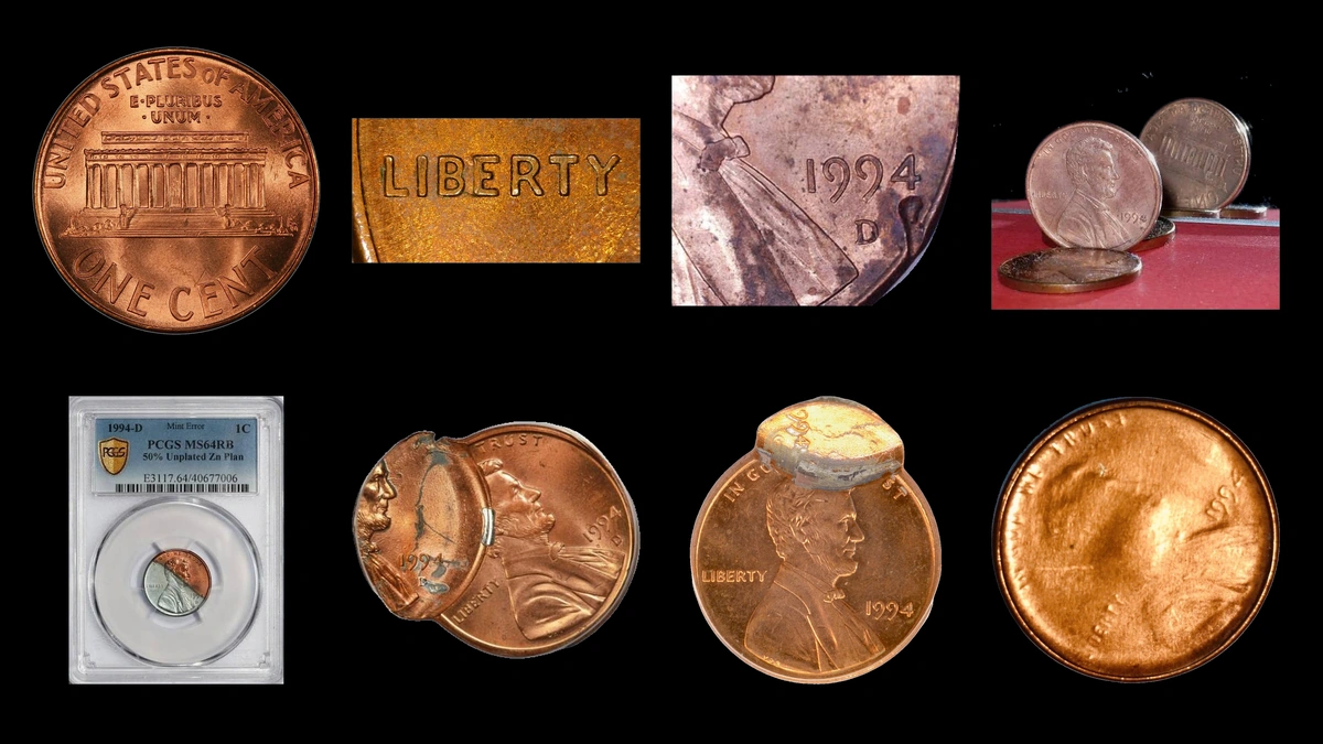 1994 Penny Errors — error coin photographs