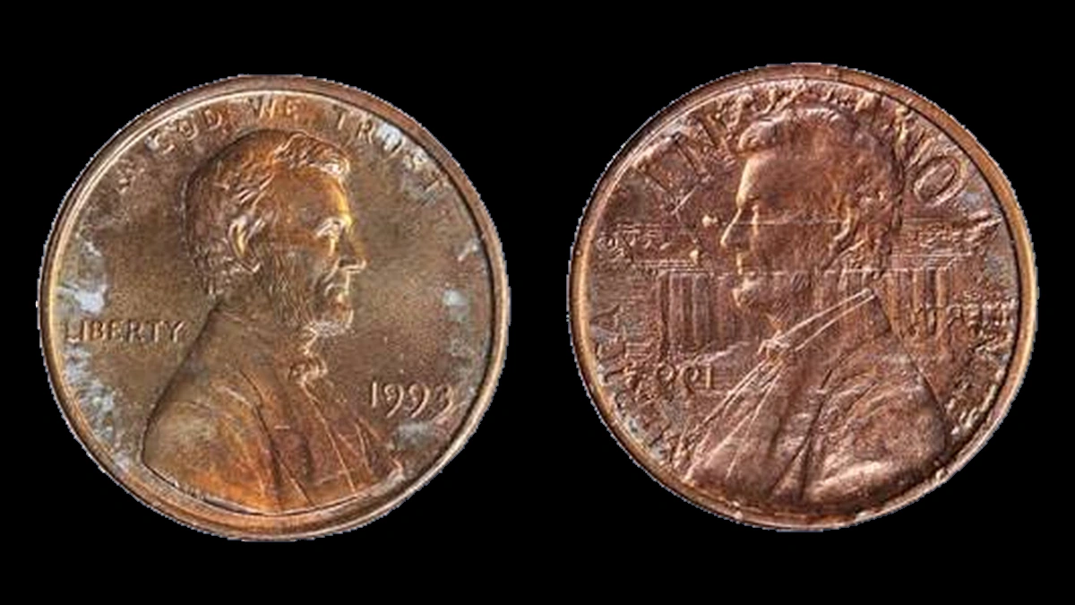 1993 Lincoln Cent (Modern): Brockage