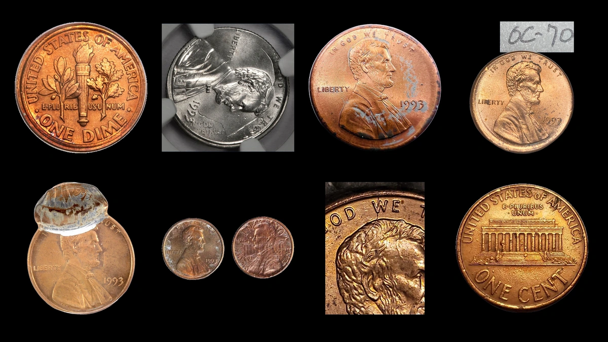 1993 Penny Errors — error coin photographs