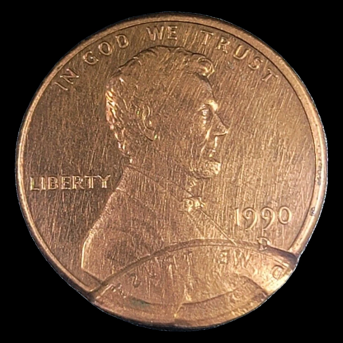 1990 Lincoln Cent (Modern): double strike