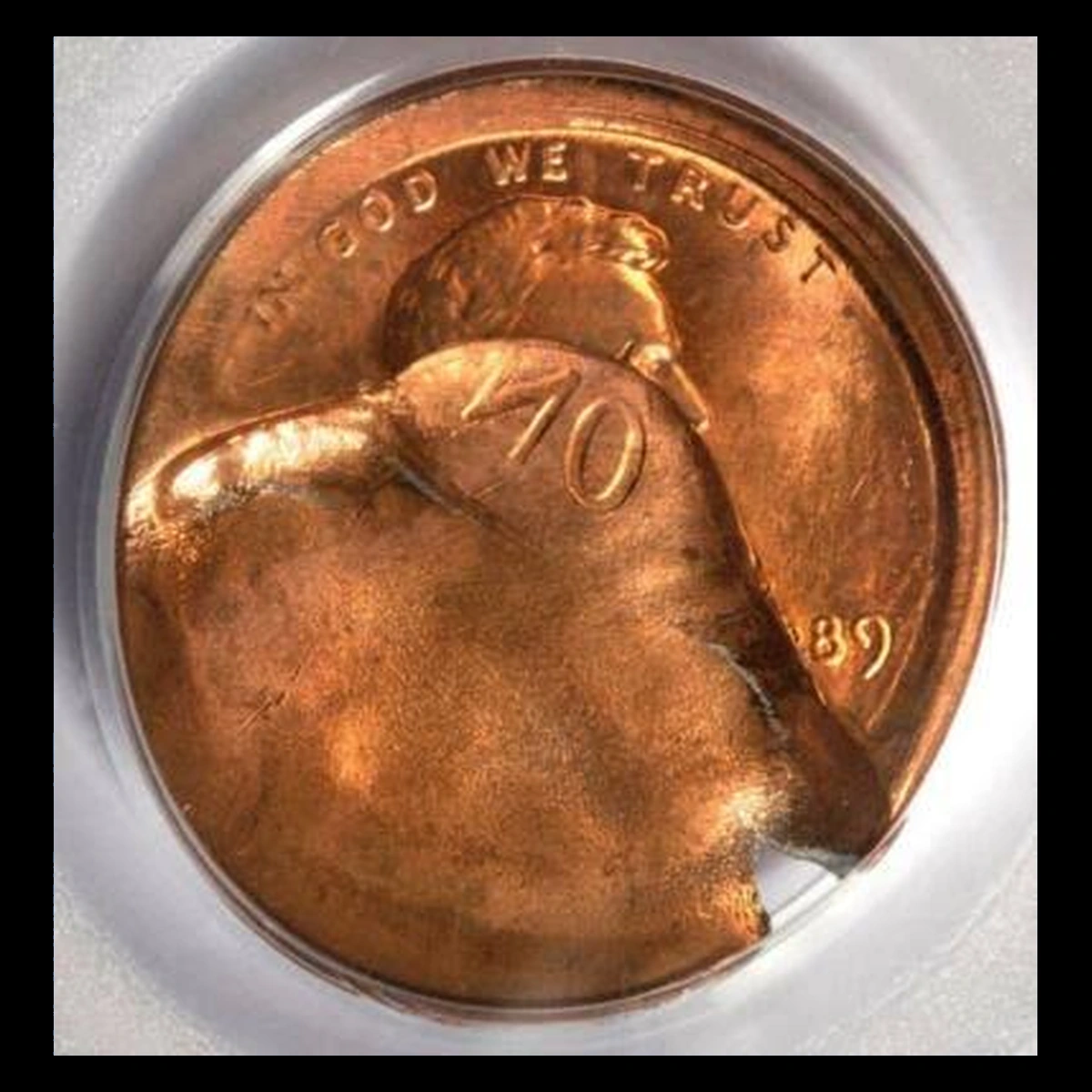 1989 Lincoln Cent (Modern): Brockage