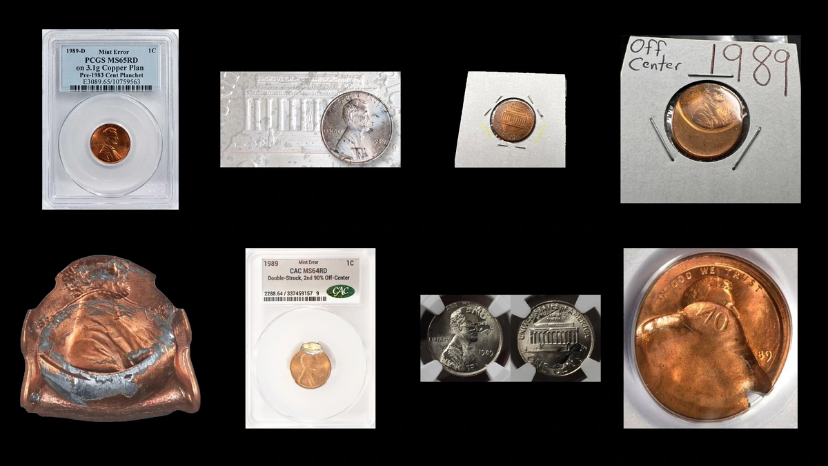 1989 Penny Errors — error coin photographs