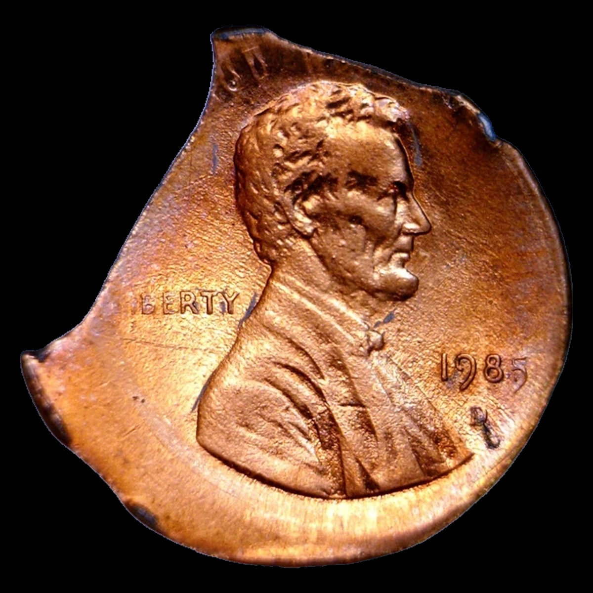 1985 Lincoln Penny: Clipped Planchet