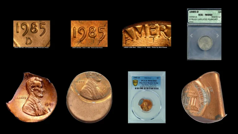 1985 Penny Errors — error coin photographs