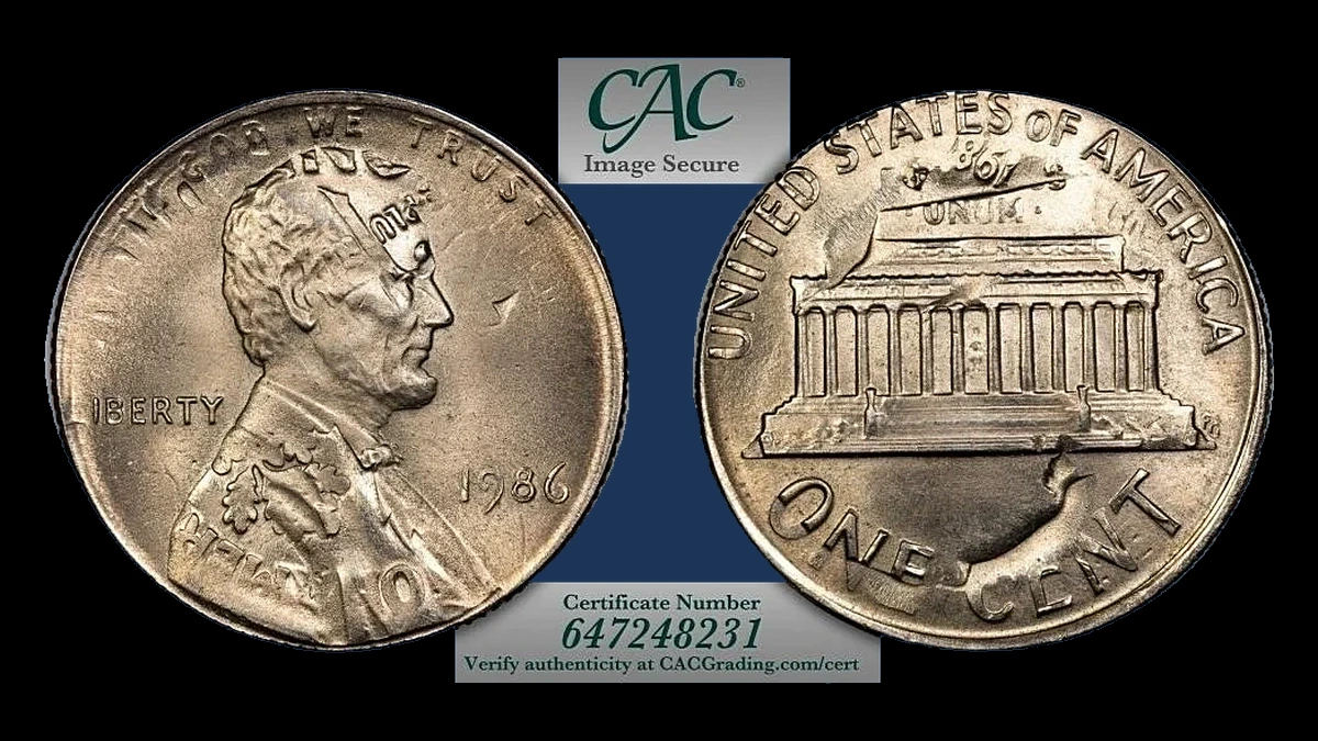 1986 Lincoln Cent (Modern): Overstrike / Double Denomination