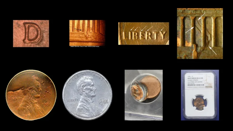 1986 Penny Errors — error coin photographs