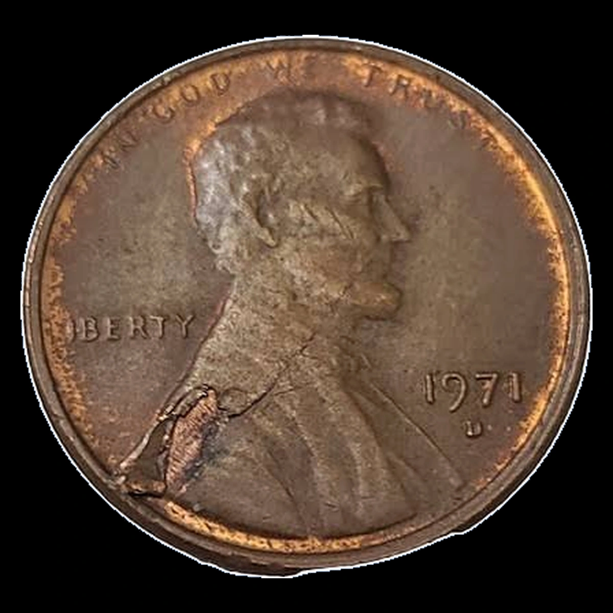1971 Lincoln Cent (Modern): Lamination