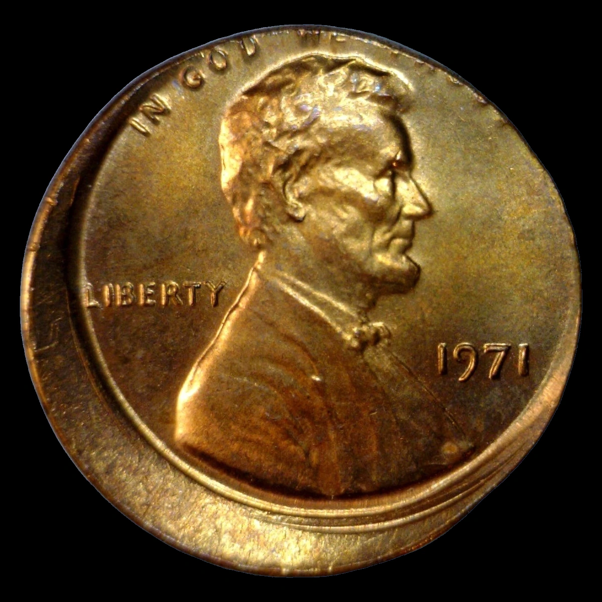 1971 Lincoln Cent (Modern): off-center strike