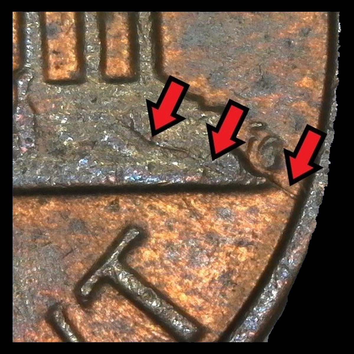 1981 Lincoln Penny: Die Crack / Die Chip