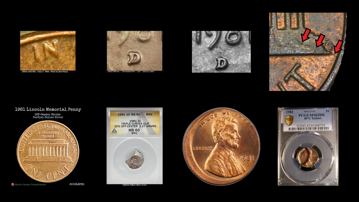 1981 Penny Errors — error coin photographs