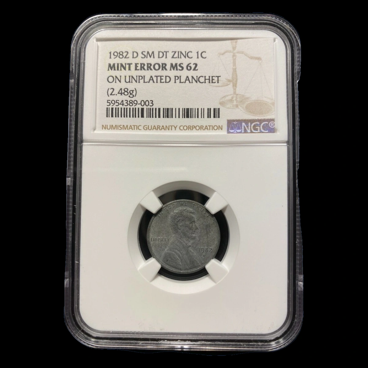 1982 Lincoln Penny: Missing or Incomplete Copper Plating