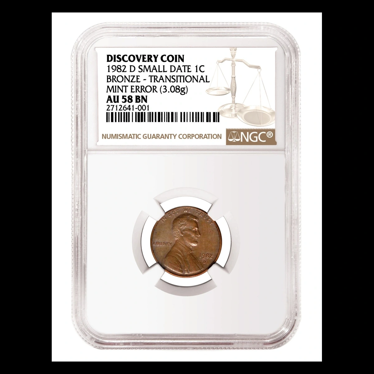 1982 Lincoln Penny: Small Date Bronze Transitional Error