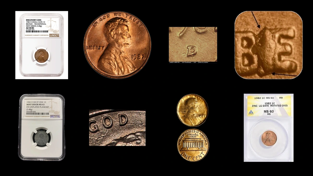 1982 Penny Errors — error coin photographs