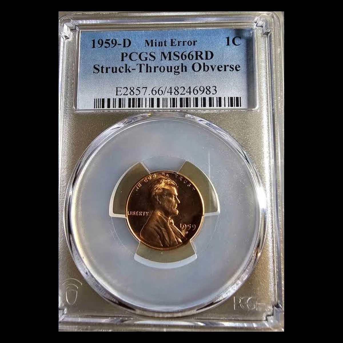 1959 Lincoln Cent (Modern): Struck Through