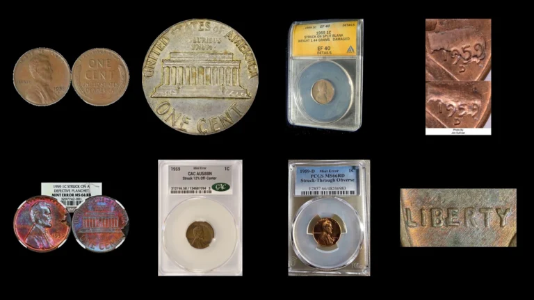 1959 Penny Errors — error coin photographs