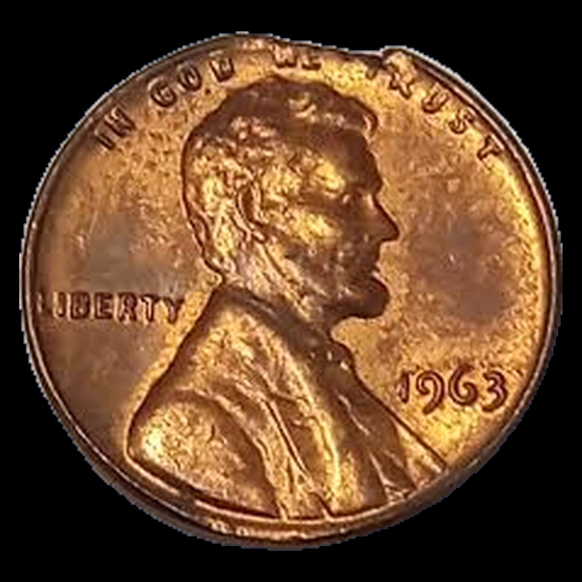 1963 Lincoln Penny: Ragged Clipped Planchet