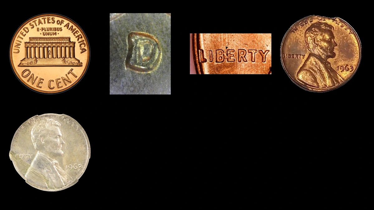 1963 Penny Errors — error coin photographs