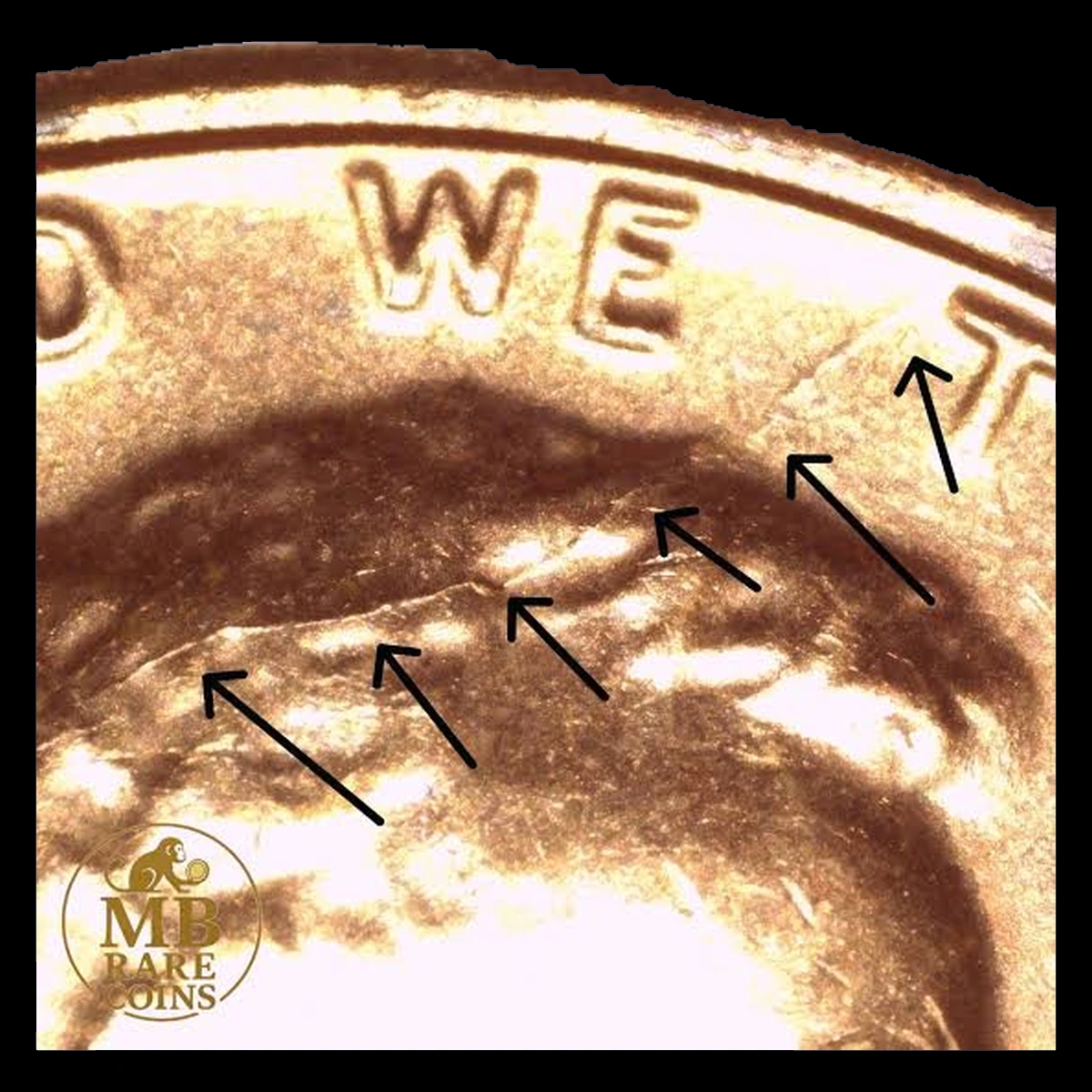 1970 Lincoln Cent (Modern): Die Crack