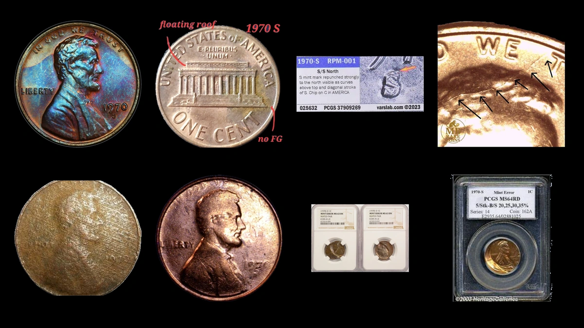 1970 Penny Errors — error coin photographs
