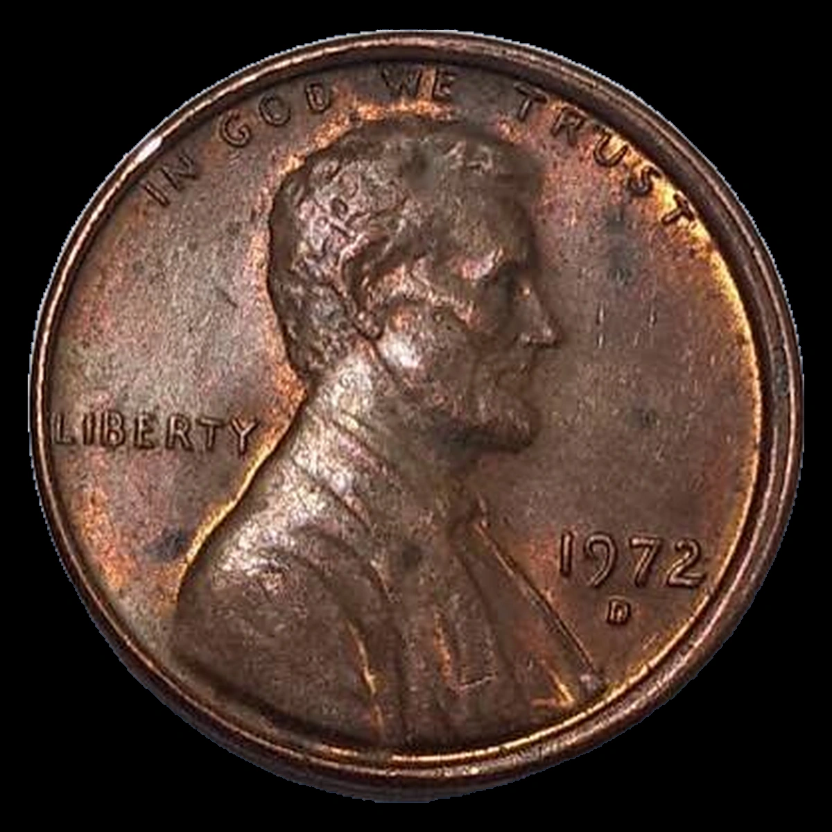 1972 Lincoln Cent (Modern): Misaligned Die