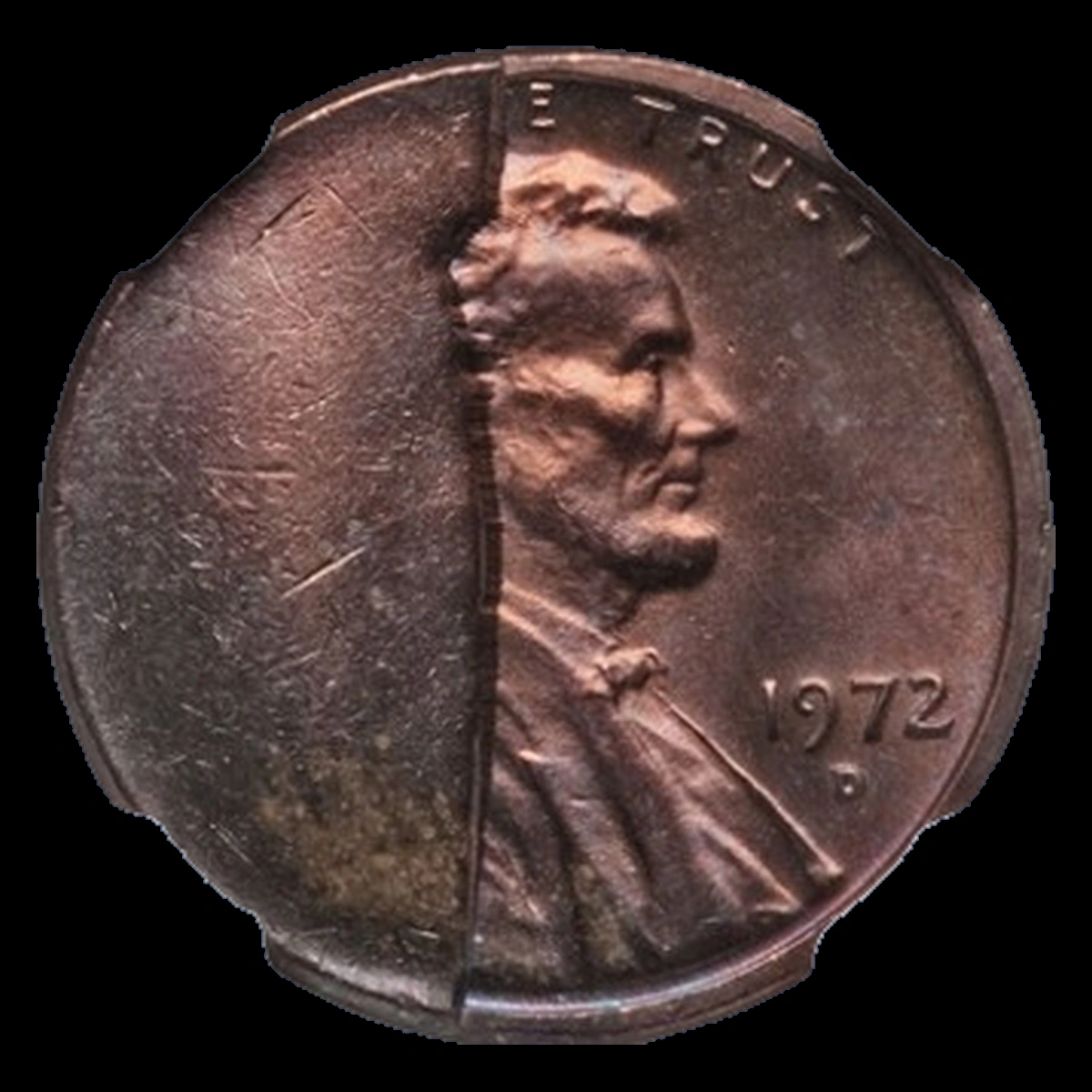 1972 Lincoln Penny: Obverse Cud Die Break
