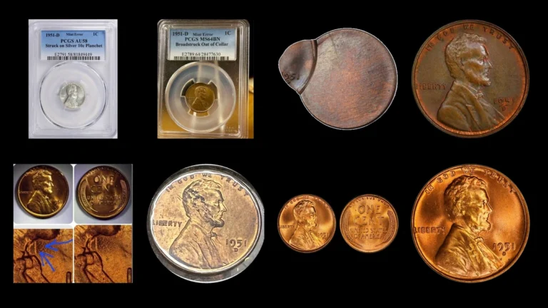 1951 Penny Errors — error coin photographs