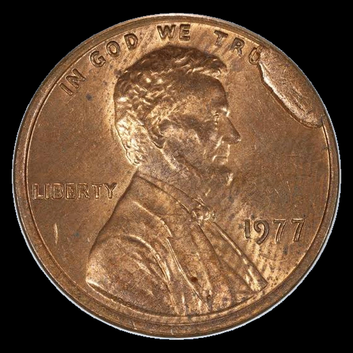 1977 Lincoln Penny: Cud Die Break