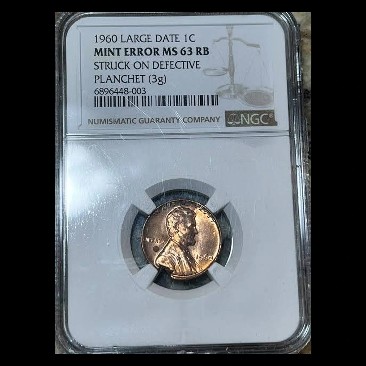 1960 Lincoln Cent (Modern): Planchet Flaw