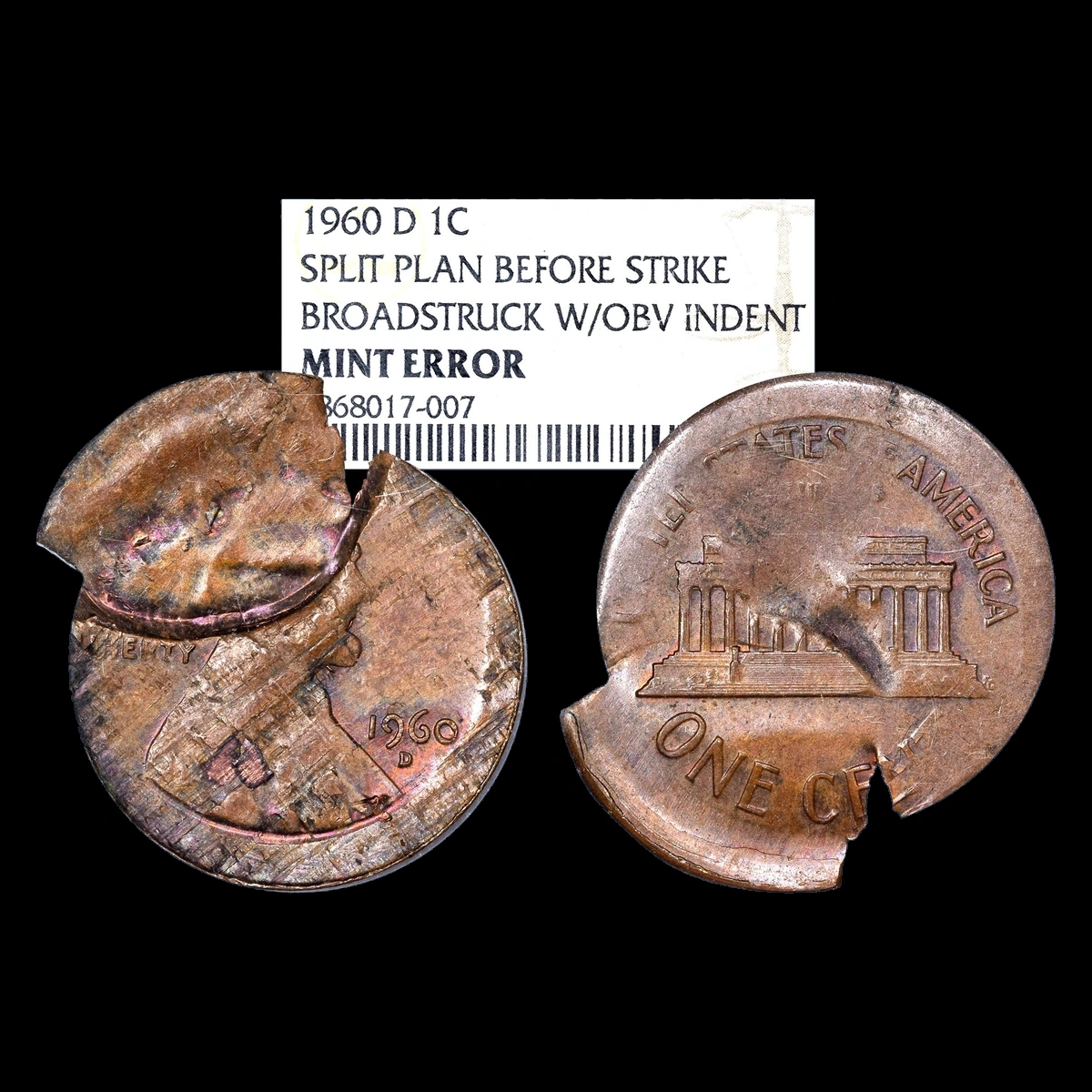 1960 Lincoln Penny: Lamination / Split Planchet