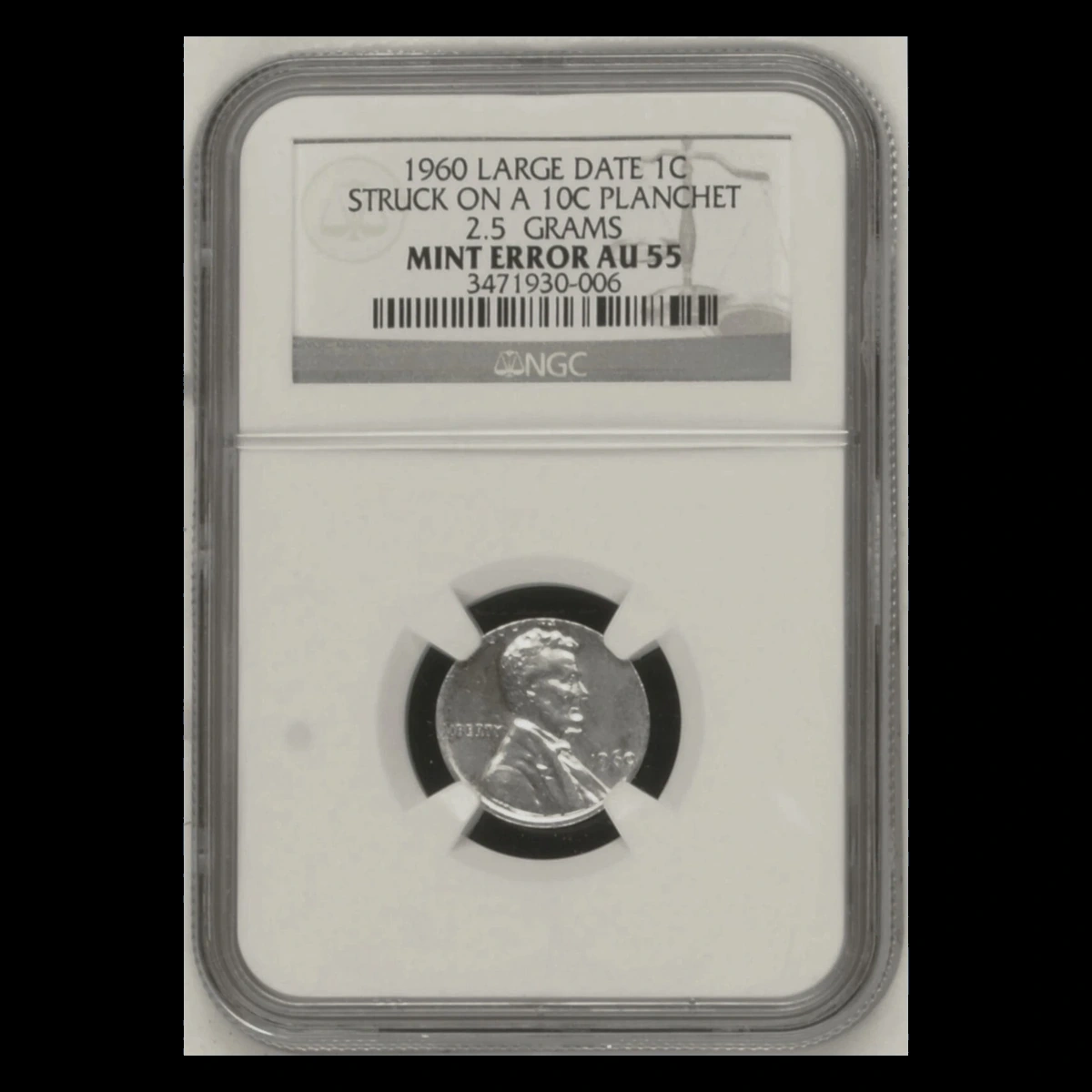 1960 Lincoln Penny: Struck on a Silver Dime Planchet